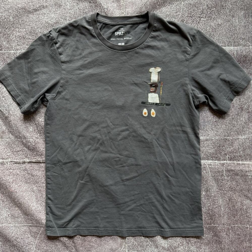 Men's Uniqlo SPRZ NY Jean Michel Basquiat Cream of Wheat Gray T Shirt Tee Sz XXS
